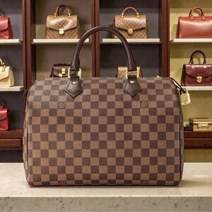 Louis Vuitton Speedy 30 Damier‎ Ebene N41364 Leather Satchel w/Box Dust Bag